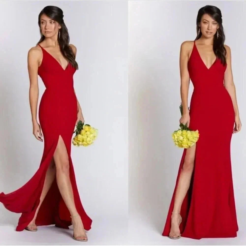 Dress The Population Iris Red Maxi Dress Trumpet Size Small